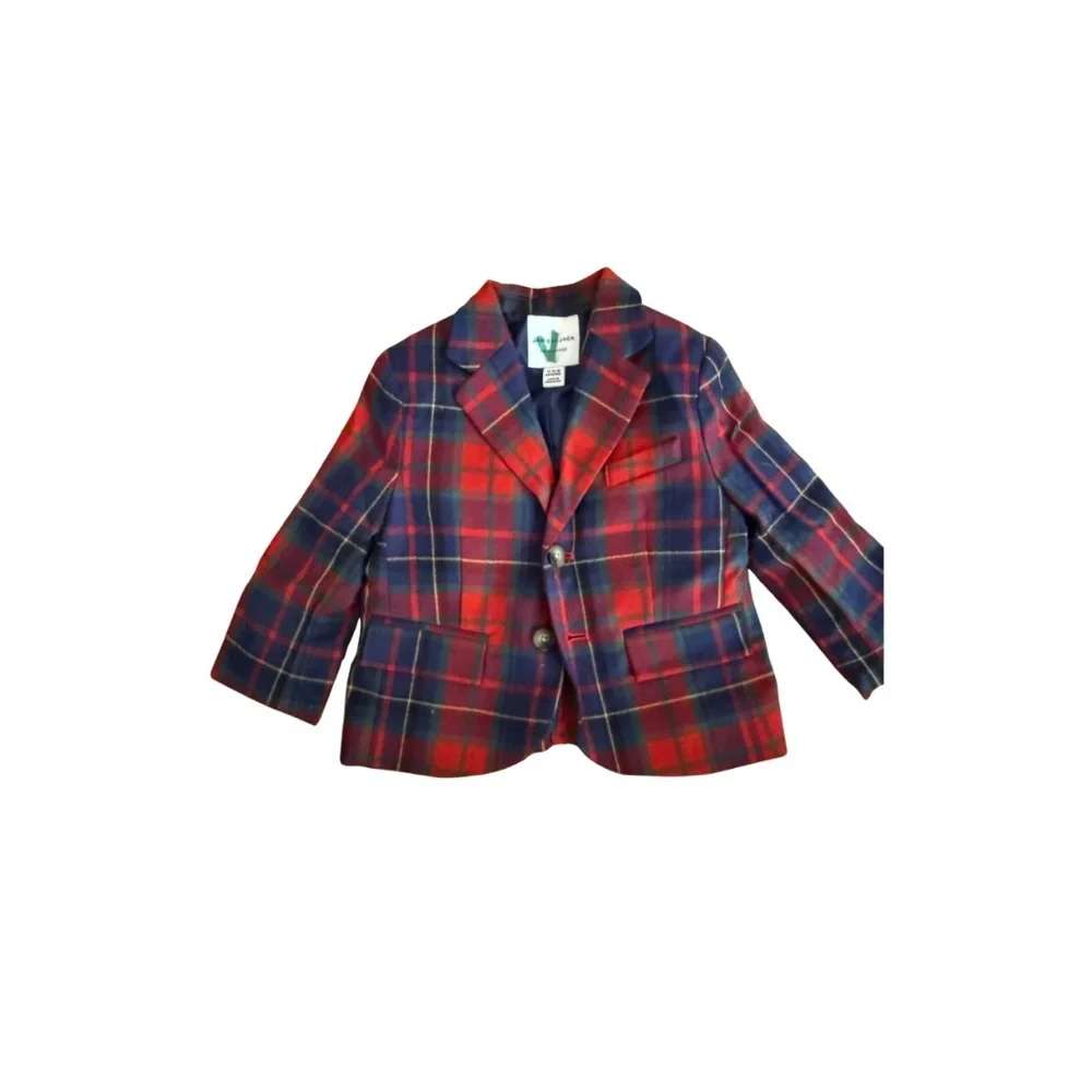 Janie and Jack Plaid Kids Blazer - Red and Blue
